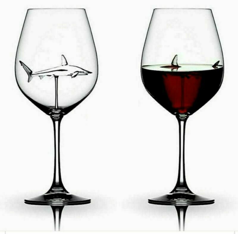 Creative Built-in Shark Wine Glass New Design Goblet Whiskey Glass Dinner Decorate Handmade Crystal For Party Flutes Glass