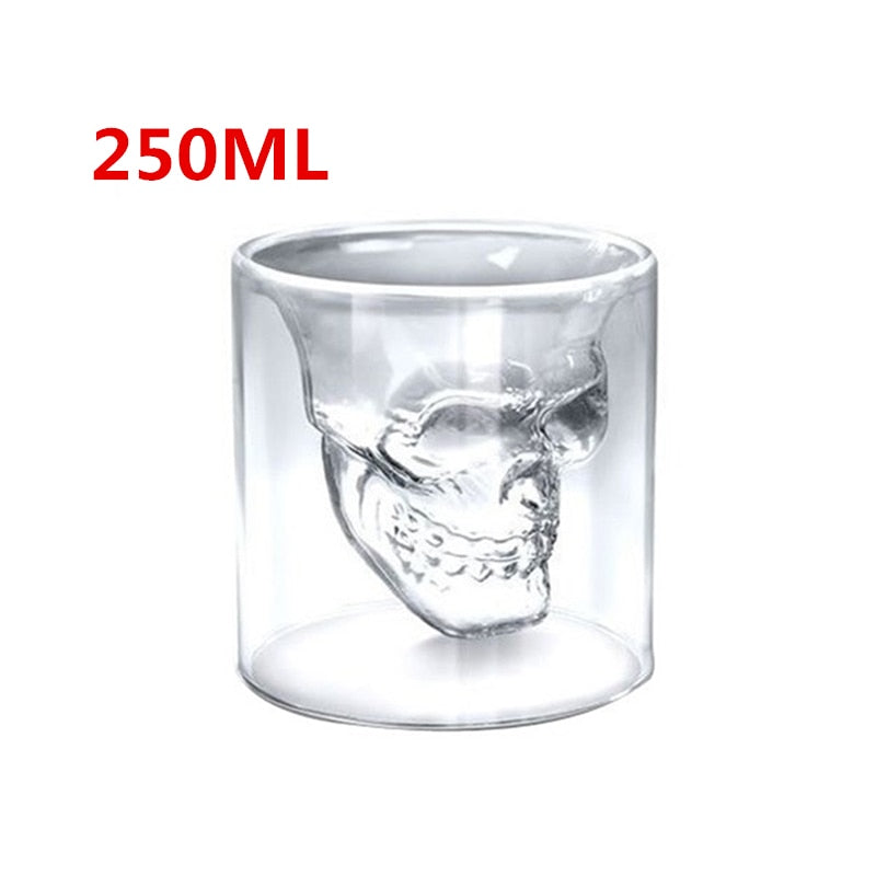 Creative skull glass whisky vodka wine crystal bottle spirits cups transparent wine drinking cups bar home shot glasses set
