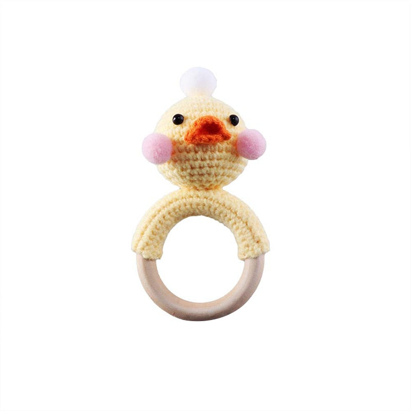 1Pc Baby Wooden Teether Crochet Giraffe Rattle Toy BPA Free Wood Rodent Rattle Baby Mobile Gym Custom logo Educational Toys