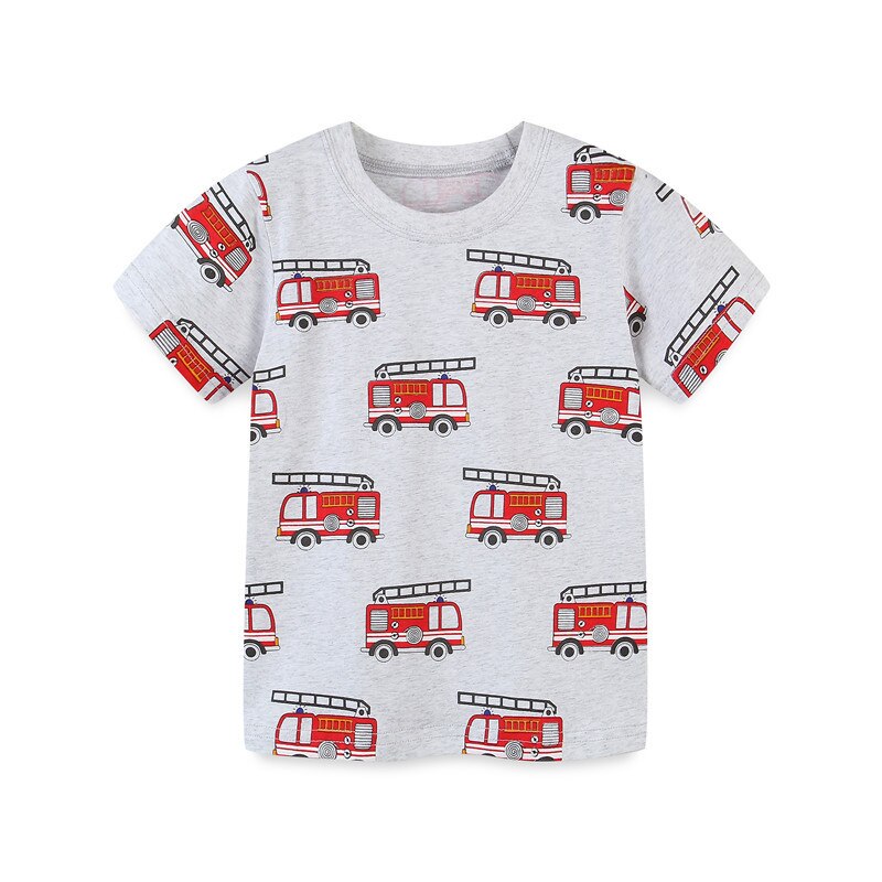 Jumping meters Boys Cartoon T shirts for Summer Children's Cotton Clothes Aircrafts Kids Tops Tees for Boys Girls Wear