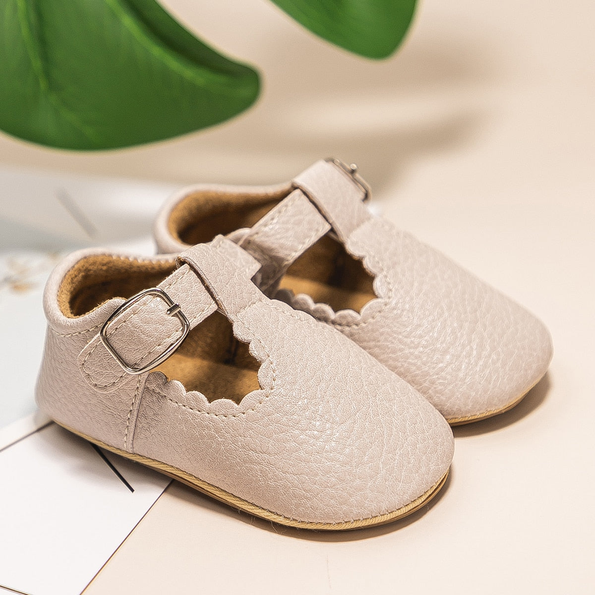 KIDSUN Newborn Baby Shoes Stripe PU Leather Boy Girl Shoes Toddler Rubber Sole Anti-slip First Walkers Infant Moccasins
