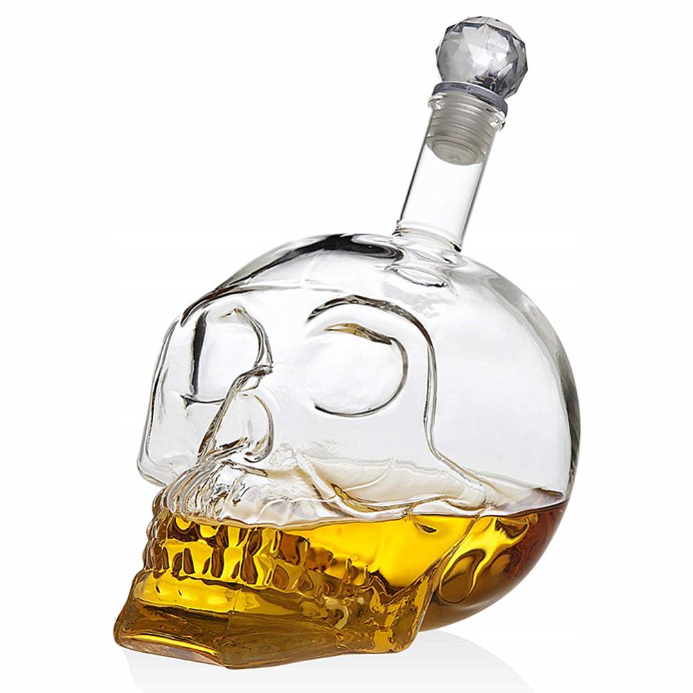 Creative skull glass whisky vodka wine crystal bottle spirits cups transparent wine drinking cups bar home shot glasses set