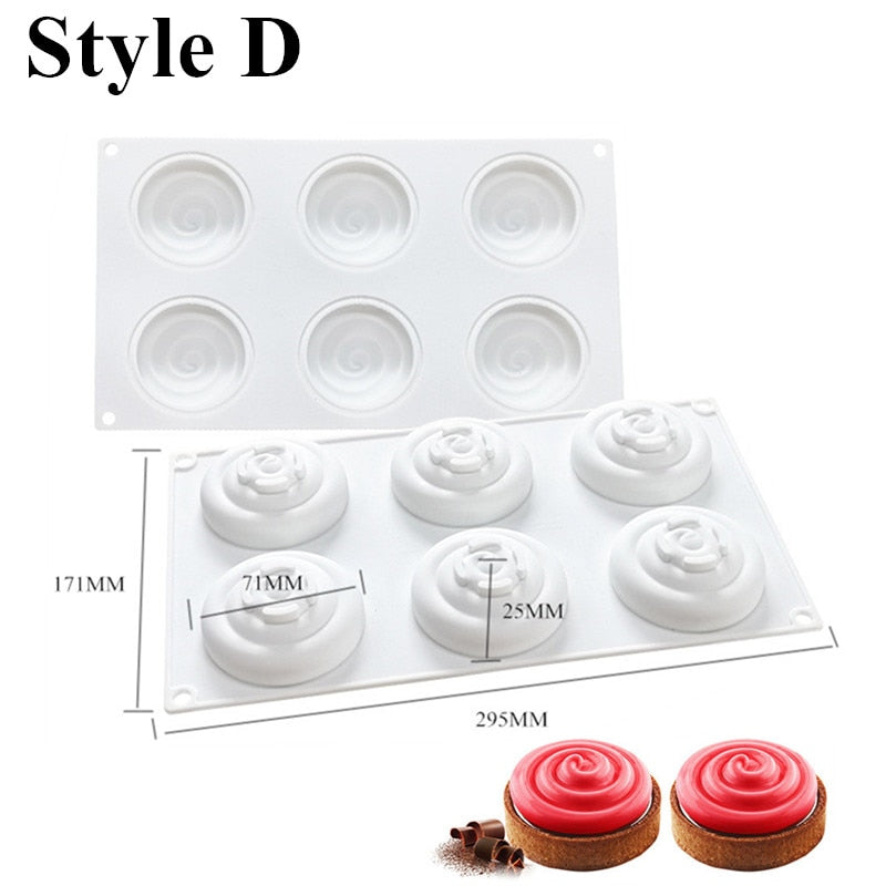 SHENHONG Round Tart Cake Mold For Baking Dessert Ring Art Mousse Silicone 3D Mould Silikonowe Moule Tartlet Pan Pastry Tools