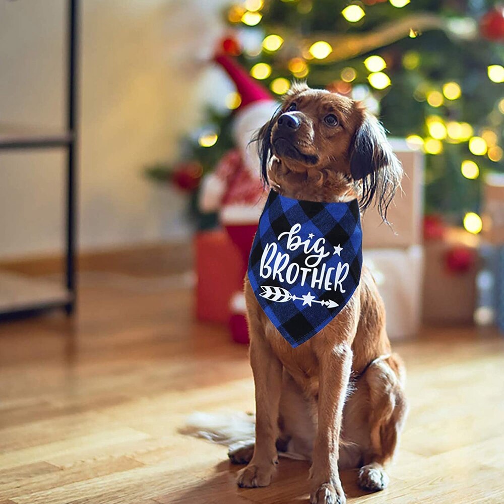 Big Brother Plaid Dog Bandana Pregnancy Announcement Dog Bandana Gender Reveal Photo Prop Pet Scarf Accessories Pet Scarves
