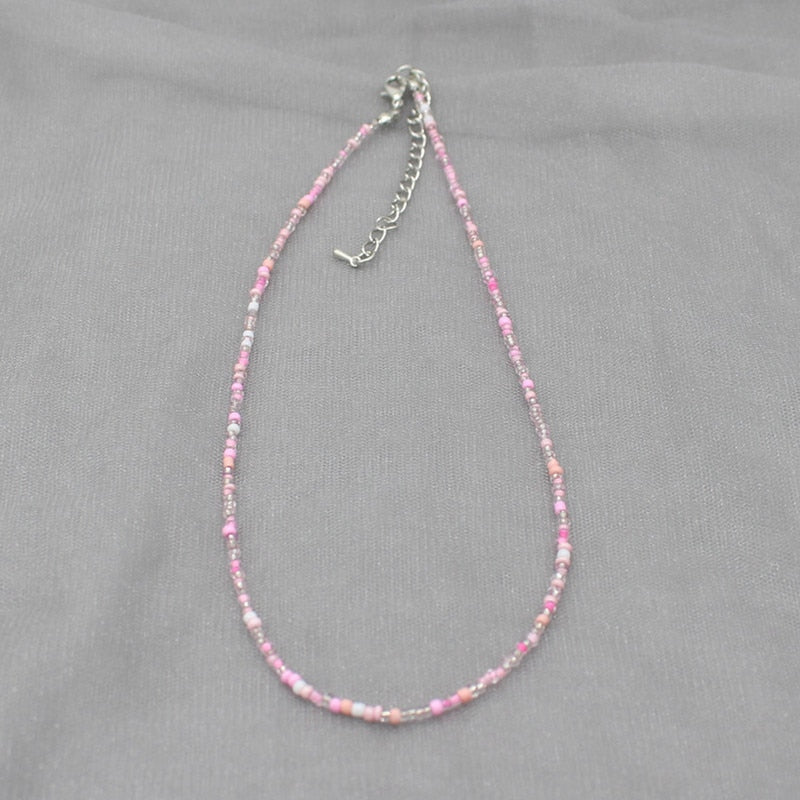 Simple Seed Beads Strand Choker Necklace Women String Collar Charm Colorful Handmade Bohemia Collier Femme Jewelry Gift