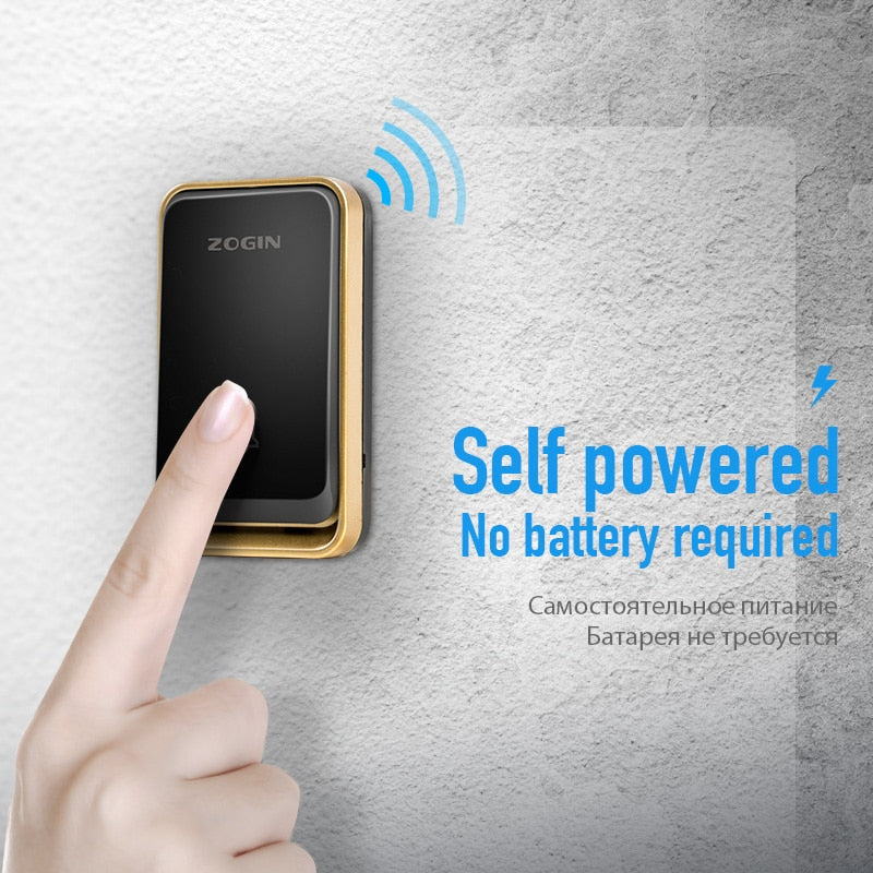 ZOGIN Wireless Doorbell Smart Door Bell Home Waterproof Cordless Ring Dong Chime House Call 110 240V timbre casa calling button