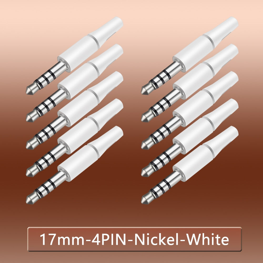10pcs White And Black 3.5mm Stereo Headset Plug 3/4 Poles 3.5 Audio Plug Jack Adapter Connector for Iphone New Outlet 2.5mm