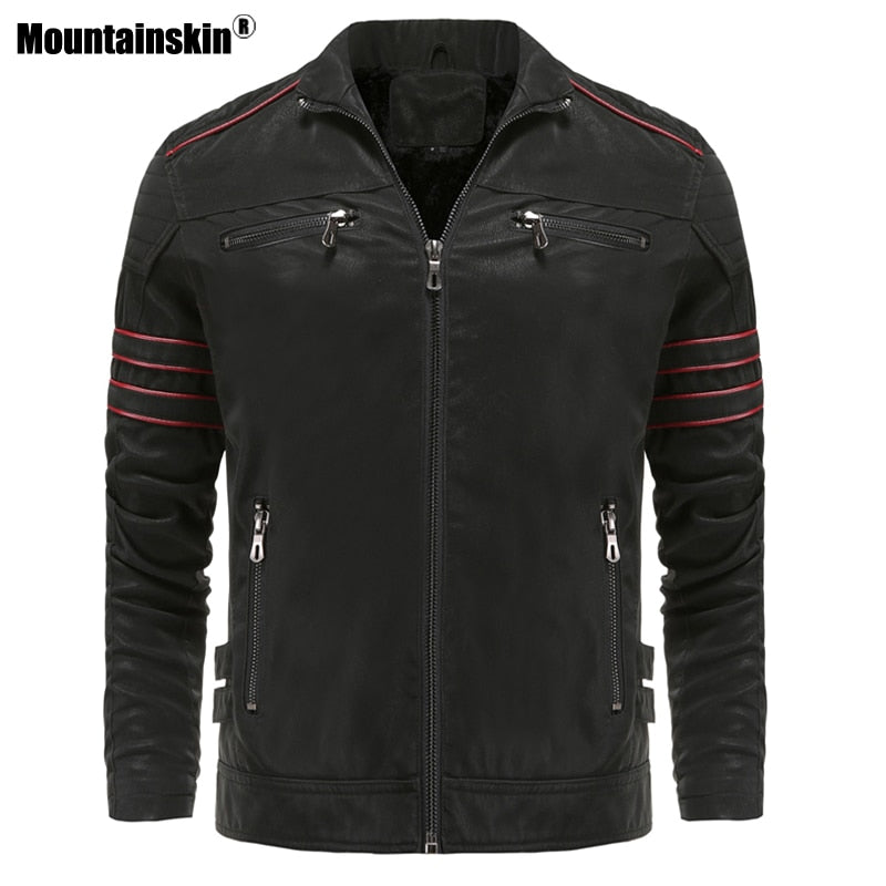 Mountainskin Men's Leather Jackets Autumn Winter Motorcycle PU Jacket Male Biker Leather Coats Mens Brand Clothing EU Size SA870