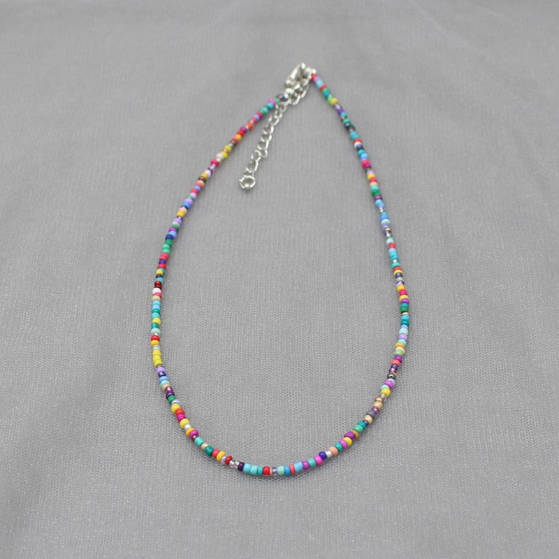 Simple Seed Beads Strand Choker Necklace Women String Collar Charm Colorful Handmade Bohemia Collier Femme Jewelry Gift