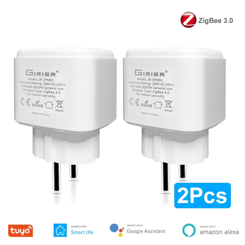 Tuya ZigBee 3.0 Smart Power Plug 16A Wireless App Voice Remote Control Socket Energy Monitor Outlet Works with Alexa Google Home