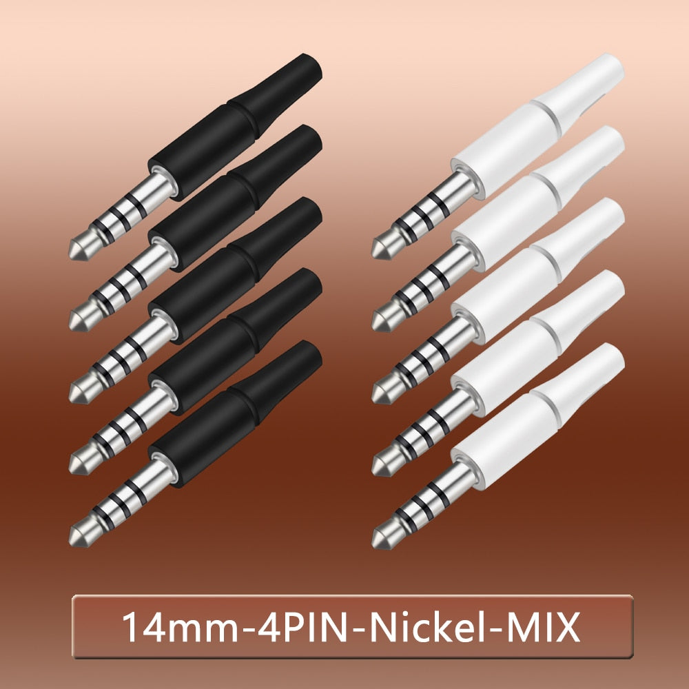 10pcs White And Black 3.5mm Stereo Headset Plug 3/4 Poles 3.5 Audio Plug Jack Adapter Connector for Iphone New Outlet 2.5mm
