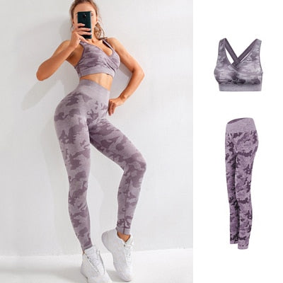 Seamless Gym Yoga Set Women Gym Clothes Camo Gym Set Women Tracksuit Fitness Women Sport Set Workout Clothes For Women Sportwear