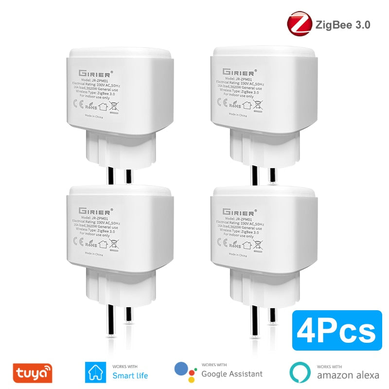 Tuya ZigBee 3.0 Smart Power Plug 16A Wireless App Voice Remote Control Socket Energy Monitor Outlet Works with Alexa Google Home