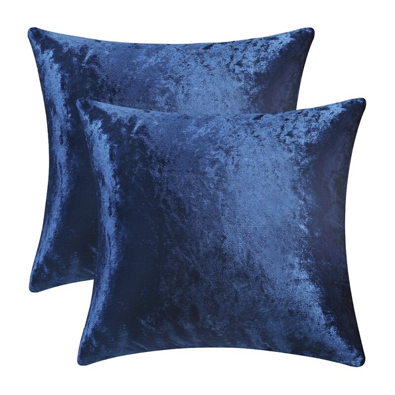 2 Packs Gold Decorative Cushions Covers Cases for Sofa Bed Couch Modern Luxury Solid Velvet Home Throw Pillows Covers Silver