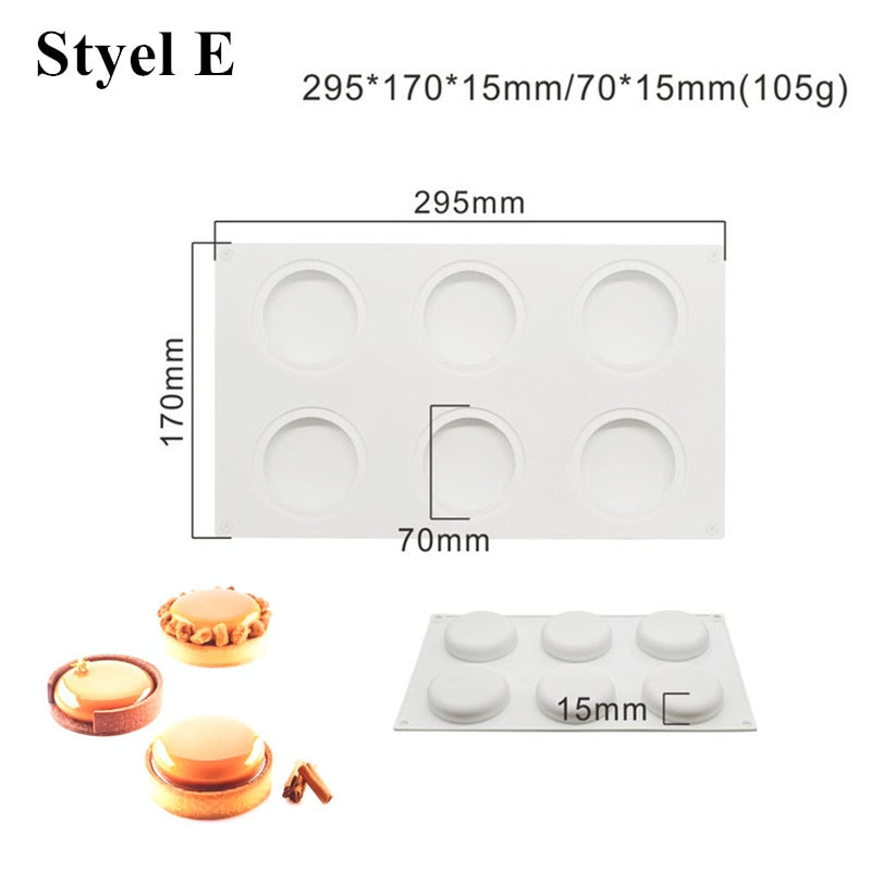 SHENHONG Round Tart Cake Mold For Baking Dessert Ring Art Mousse Silicone 3D Mould Silikonowe Moule Tartlet Pan Pastry Tools