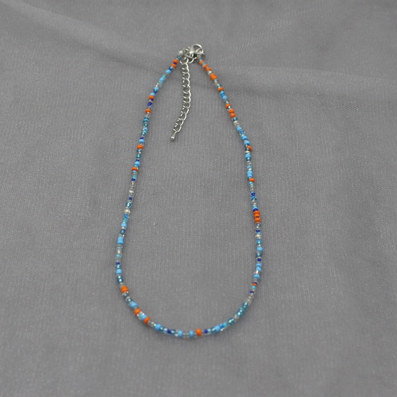 Simple Seed Beads Strand Choker Necklace Women String Collar Charm Colorful Handmade Bohemia Collier Femme Jewelry Gift