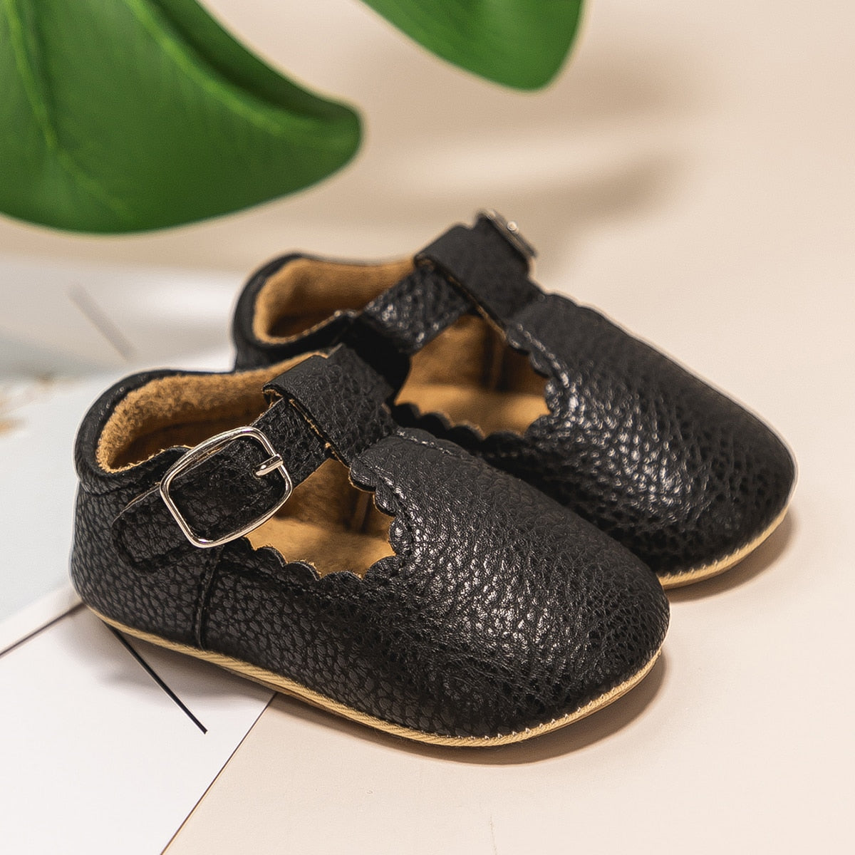 KIDSUN Newborn Baby Shoes Stripe PU Leather Boy Girl Shoes Toddler Rubber Sole Anti-slip First Walkers Infant Moccasins