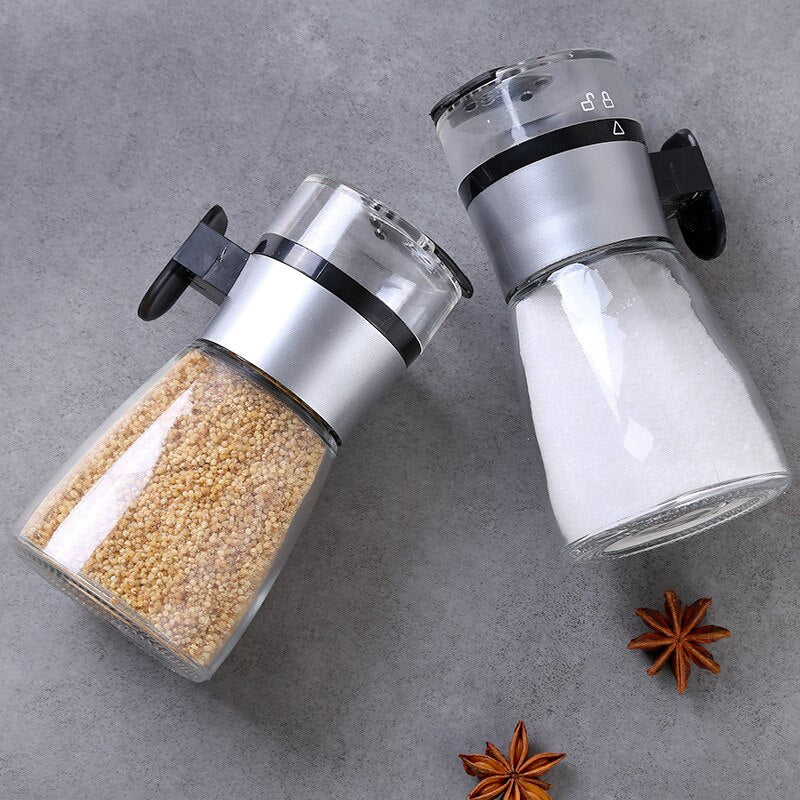 Kitchen Push-type Salt Dispense Pepper Shaker Spice Salt Sugar Bottle Spice Jar Push Type Can Seasoning Bottle Kitchen Gadgets