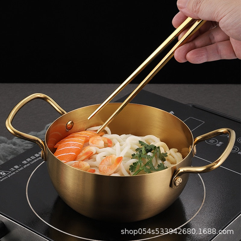 Instant Noodles Korean Style Stainless Steel Soup Pot Induction Cooker Available Household Binaural Stainless Steel Ramen Pot
