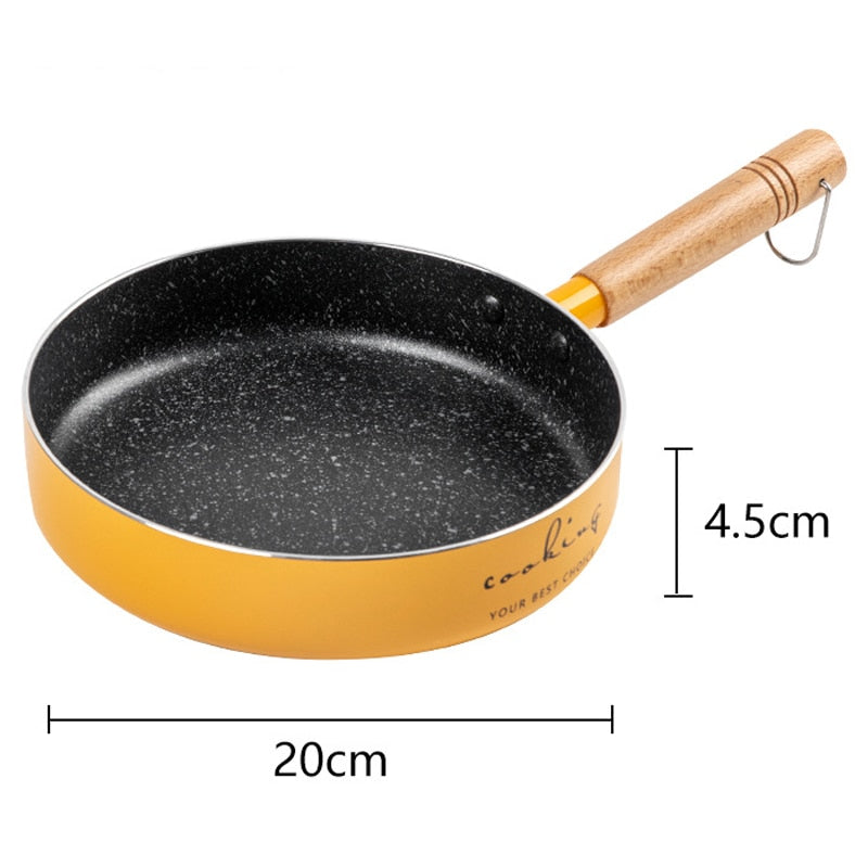 Frying Pan 16/20cm Wok Pan Non-stick Pan Induction Cooker Home Steak Pancake Pan Egg Pan Gas Stove Universal Saucepan Durable