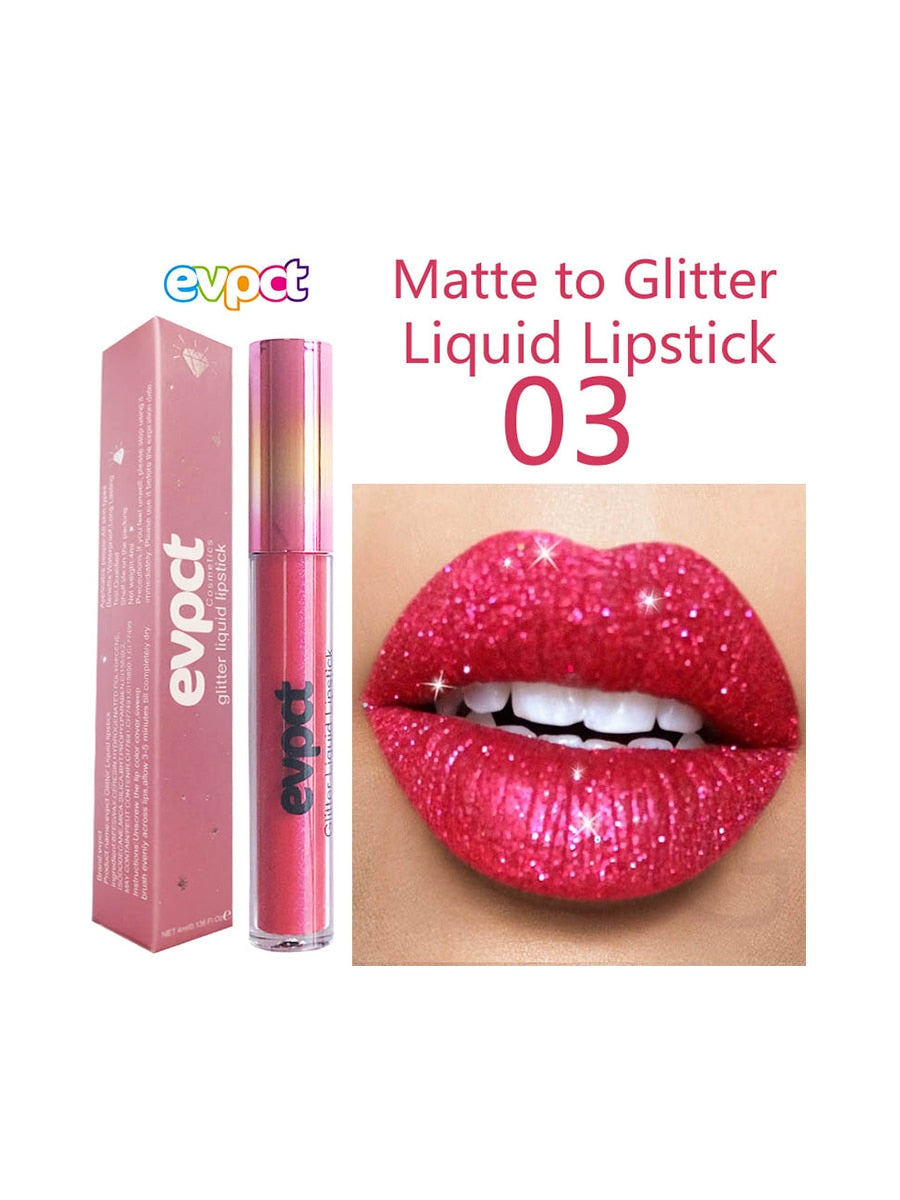 Waterproof Diamond Shimmer Glitter Lip Gloss 18 Colors Matte Glitter Liquid Lipstick Diamond Pearl Colour Lip Gloss Sexy Make Up