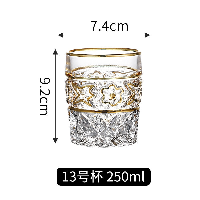 Crystal Gilt Glass Beer Mug European Luxury Brandy Wine Whiskey Cup Cups Drinkware Kitchen Dining Bar Home Garden