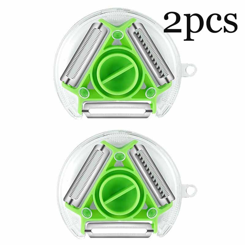 2pcs Triple Peeler Multi-function Peeler Round Fruit and Vegetable Kitchen Grater Rotary Slicer Fruit and Vegetable Tool