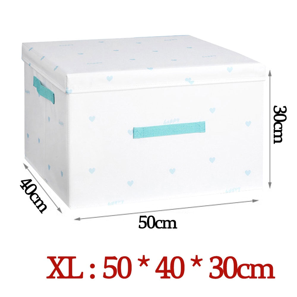 Style Foldable with Lid Clothes Storage Box Home Clothes Storage Bin Folding Storage Cabinet Kids Toys Fabric Organizer