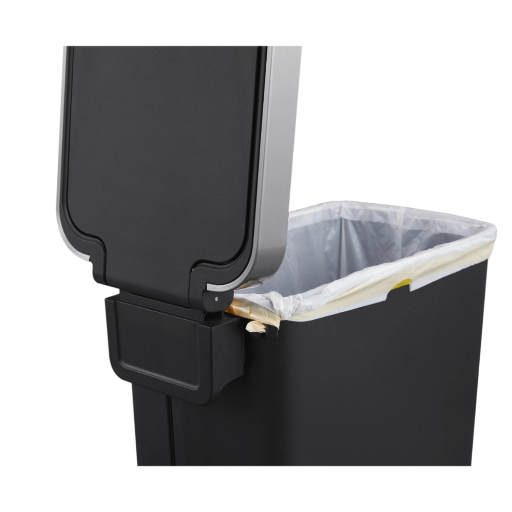 10.5-gal Plastic Slim Kitchen Step Trash Can, Black Trash Can Kitchen