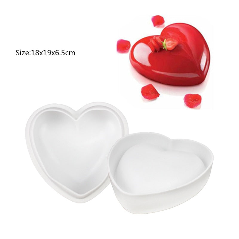 Heart Shaped Silicone Mold Cake Mousse Baking Forms Tray Silicon Soap Candle Making Moulds Kitchen Bakeware Tool