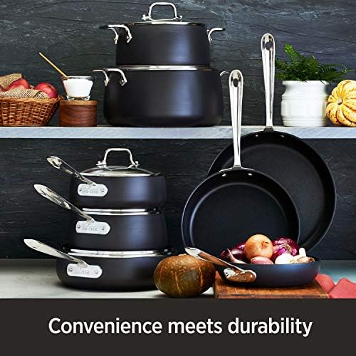 HA1 Hard Anodized Nonstick Soup Stock Pot Cookware, 4-Quart, Black