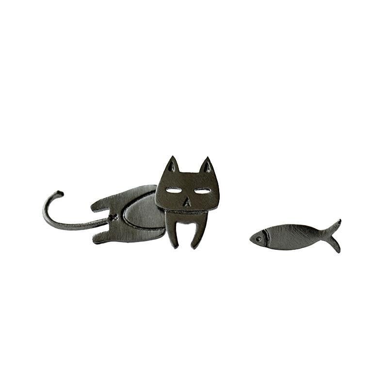 Trendy Cute Kitten Ear Hook Cartoon Girl Flower Cat Earrings Sweet and Fresh Texture Earrings pendientes pendientes colgantes