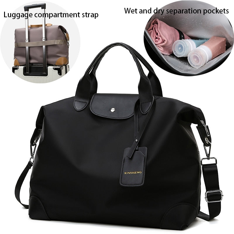 Casual Large-capacity Portable Travel Hand Bag Ladies Shoulder Tote Bag Luggage Light and Simple Sports Fitness Messenger Bag