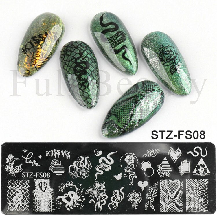 French Nail Art Stamping Plate Geometry Wave Line Drawing Templates Flower Love Lace Stamp Nail Charm Mold Stencil Tools LAXY-D-