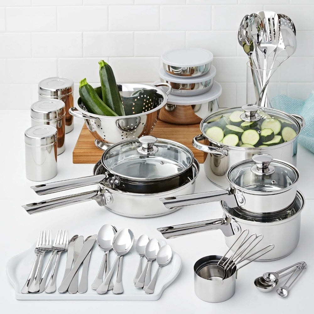 Stainless Steel Cookware and Kitchen Combo Set Free Shipping Pots Sets for Cooking Free Shipping Nonstick Promotion Kits Dining