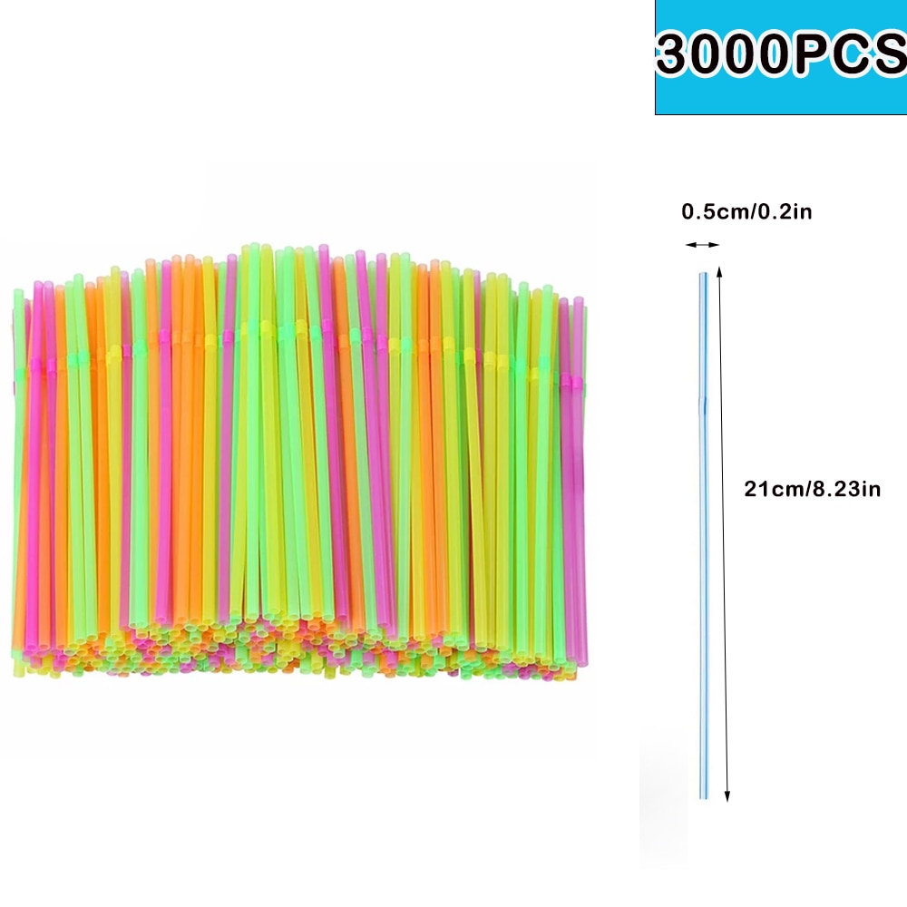 100/1000/10000Pcs Colorful&Black Drinking Kunststof Straws plastique Beverage Straw Milk Tea Bar Party Wedding Kitchen Accessory