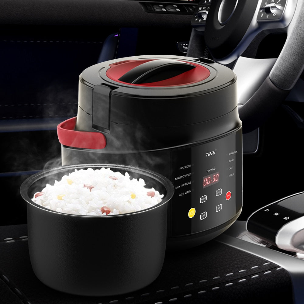Electric Mini Rice Cooker MultiCooker Portable Car Rice Cooker 12V 24V Cooking Machine For Car and Truck English Menu