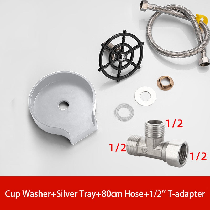 Automatic Cup Washer Faucet Glass Rinser High Pressure Beer Milk Coffee Pitcher Wash Cup Bottle Cleaner Sink Kitchen Bar Tool