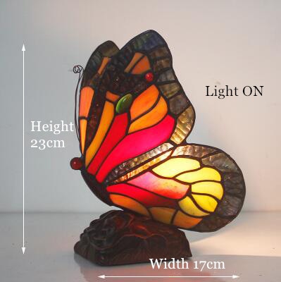 Tiffany Table Lamp Retro Stained Glass Butterfly Desk Lamp Hotel Decor Table Lamp Bedroom LED Night Light Christmas Decoration