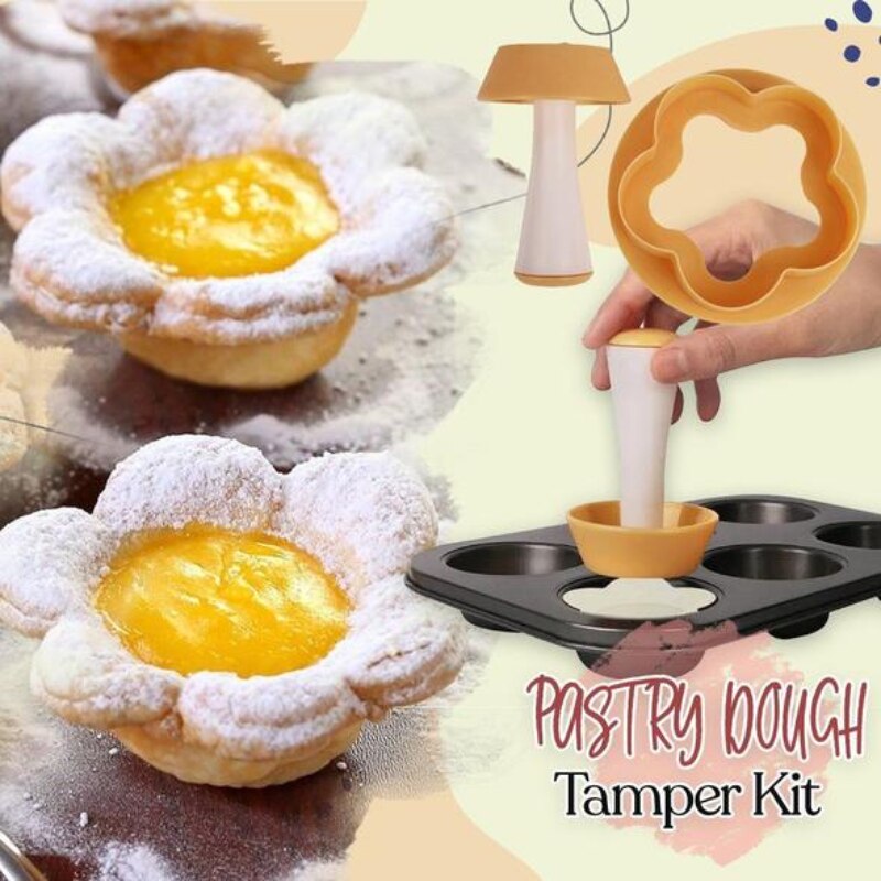 Baking Tool Pastry Dough Tamper Kit Kitchen Flower Round Cookie Cutter Set Cupcake Muffin Tart Shells Mold Baking Accessories