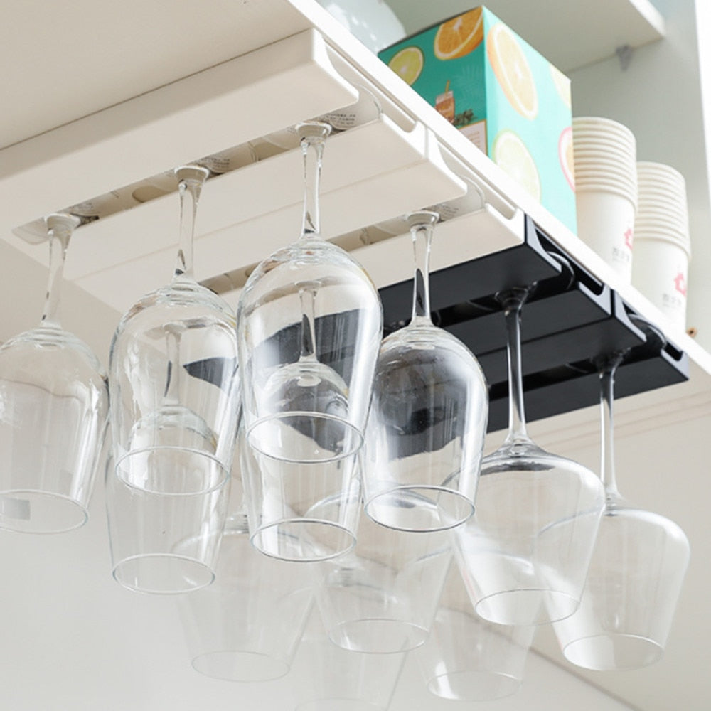 Wine Glasses Holder Bartender Stemware Hanging Rack Under Cabinet Stemware Organizer Glass Goblet Rack Bar Tool