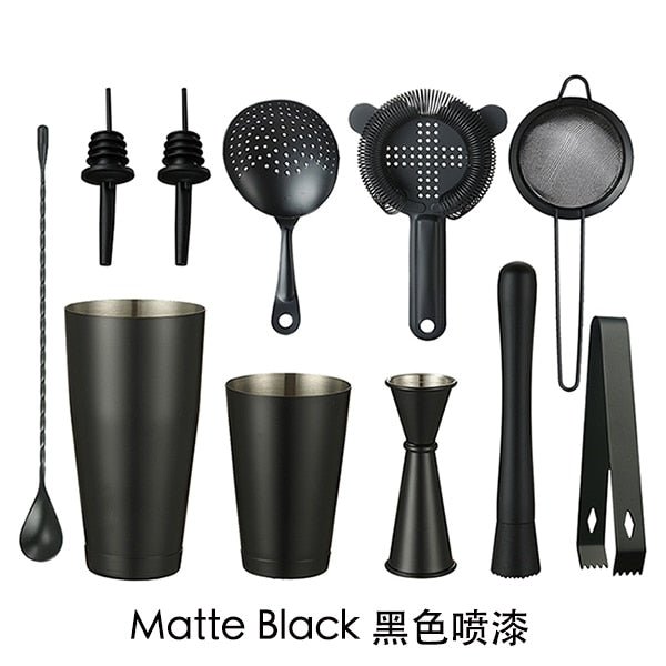 Cocktail Shaker Bar Set: 2 Weighted Boston Shakers, Cocktail Strainer Set,Jigger,Muddler and Spoon, Ice Tong and 2 Bottle Pourer