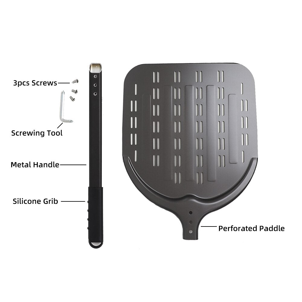 12 Inch Pizza Peel Turning Paddle Short Handle Shovel Kitchen Utensils Aluminum Apple Shape Pizza Turner Nonstick Baking Tools