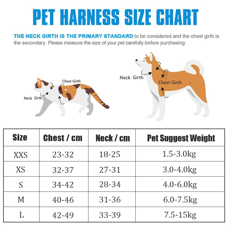 Reflective Pet Harness Dogs Strap With Leash Adjustable Nylon Harness Vest Breathable Collars For Chihuahua Small Large Dogs