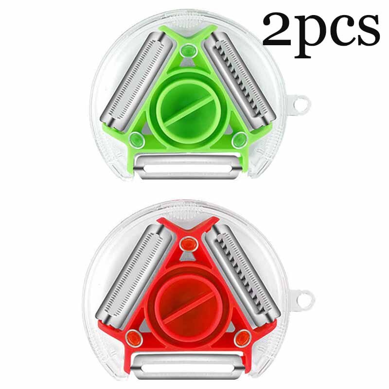 2pcs Triple Peeler Multi-function Peeler Round Fruit and Vegetable Kitchen Grater Rotary Slicer Fruit and Vegetable Tool