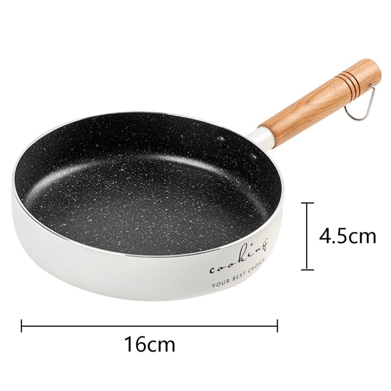 Frying Pan 16/20cm Wok Pan Non-stick Pan Induction Cooker Home Steak Pancake Pan Egg Pan Gas Stove Universal Saucepan Durable