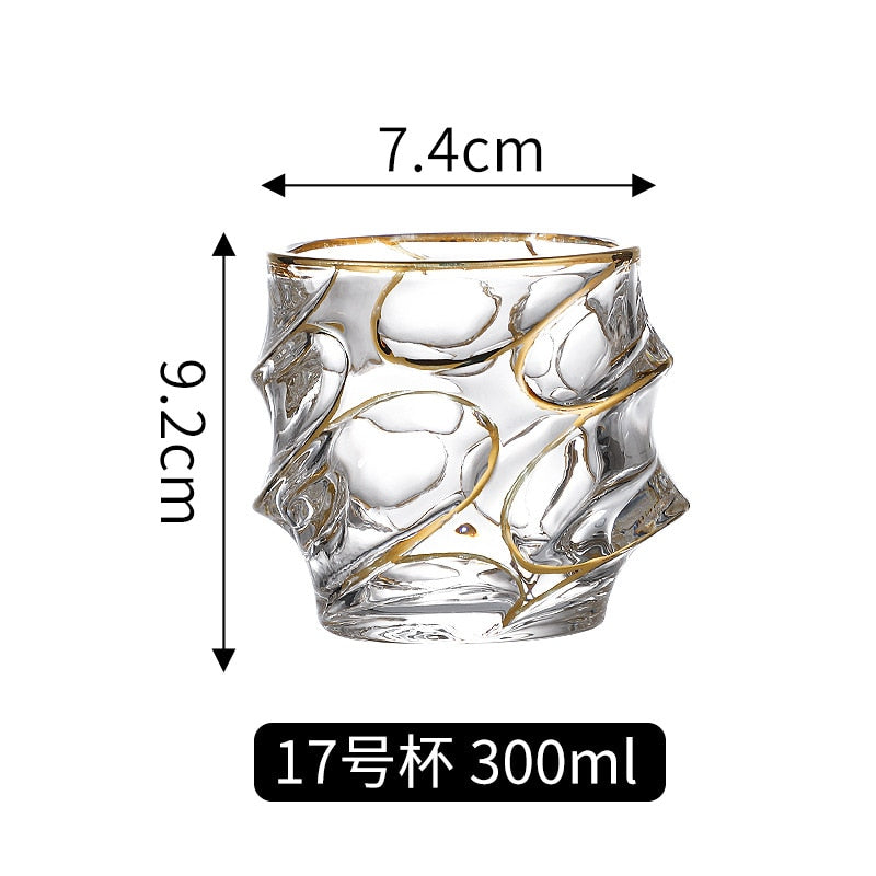 Crystal Gilt Glass Beer Mug European Luxury Brandy Wine Whiskey Cup Cups Drinkware Kitchen Dining Bar Home Garden