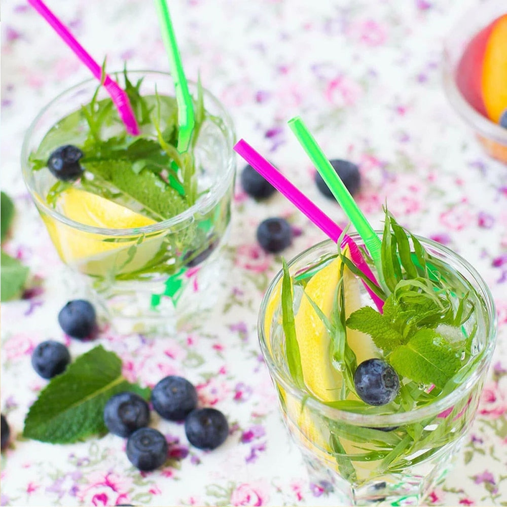 100/1000/10000Pcs Colorful&Black Drinking Kunststof Straws plastique Beverage Straw Milk Tea Bar Party Wedding Kitchen Accessory