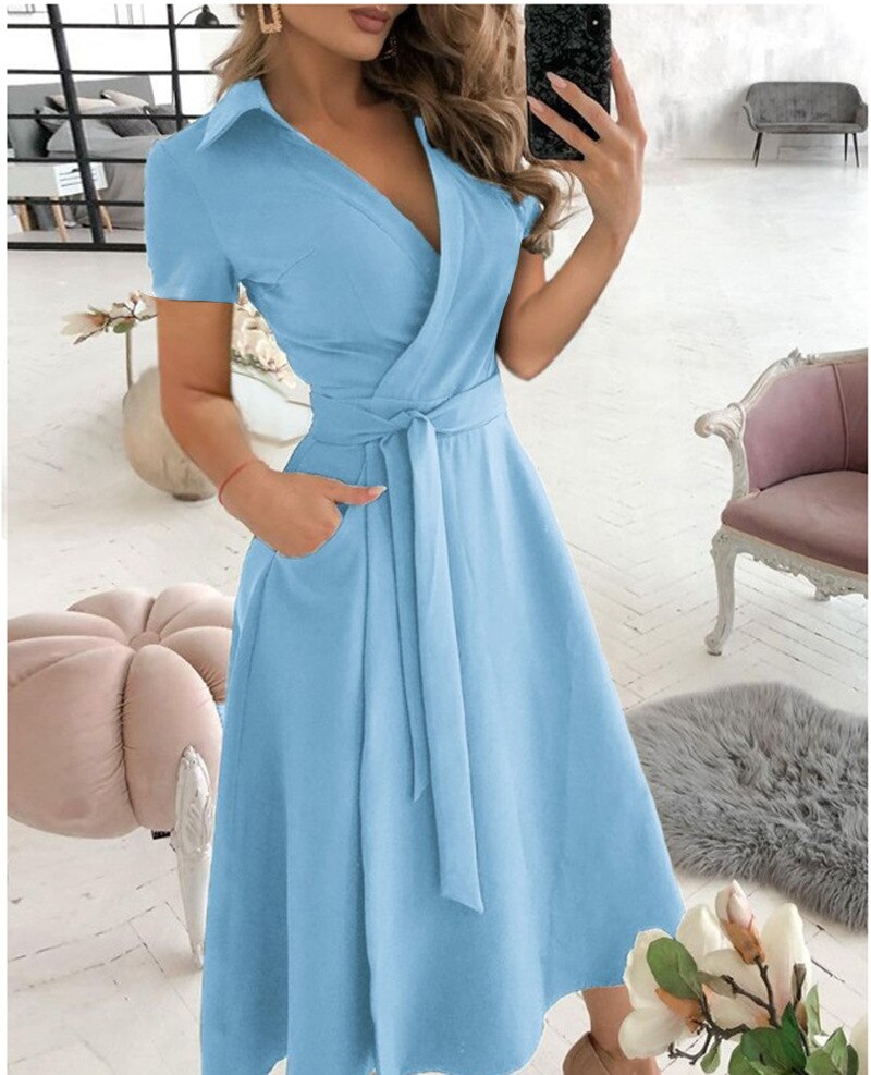 Spring And Summer Women's Fashion Long Sleeve V-Neck Butterfly Print Wrapped Hip Dress Women's Red Pocket Lace Up Slim Fit Dress