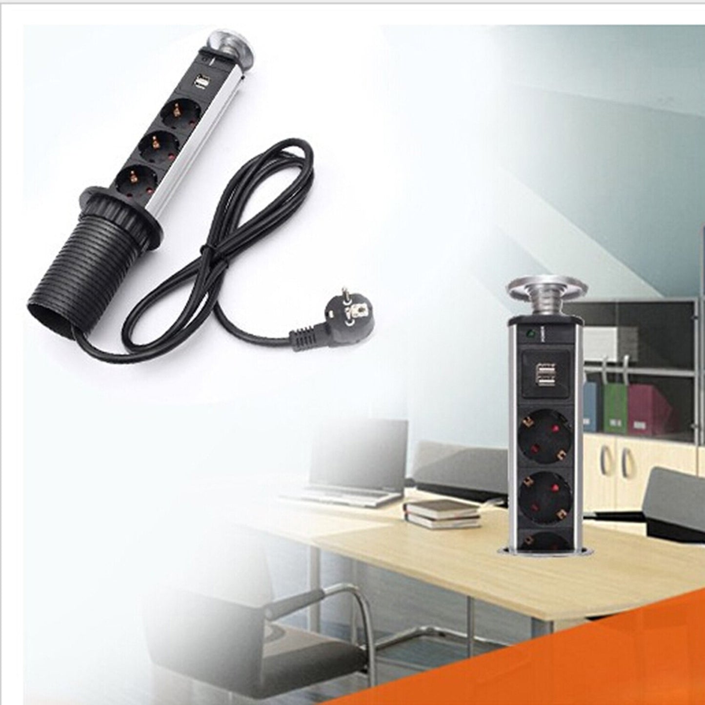 Intelligent Table Socket Pop Up Pull Power Point Sockets with USB Charger Tabletop EU Electrical Plug Outlets for Office Kitchen